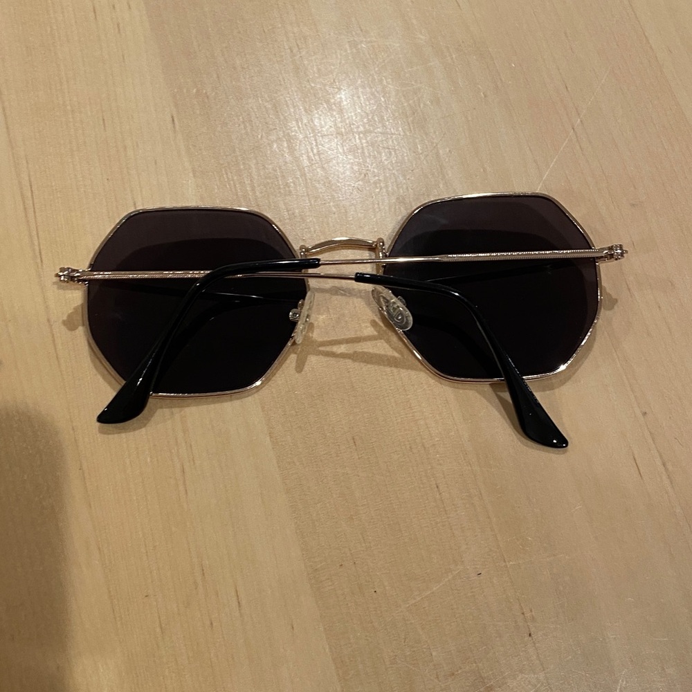 Urban Outfitters Gold and Black Hexagonal Sunglasses - Picture 2 of 3